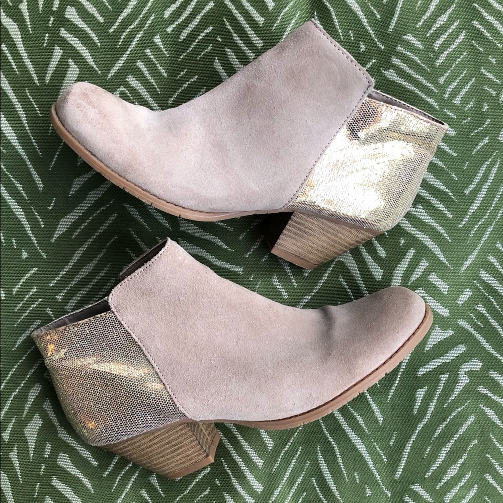 Suede and gold ankle booties